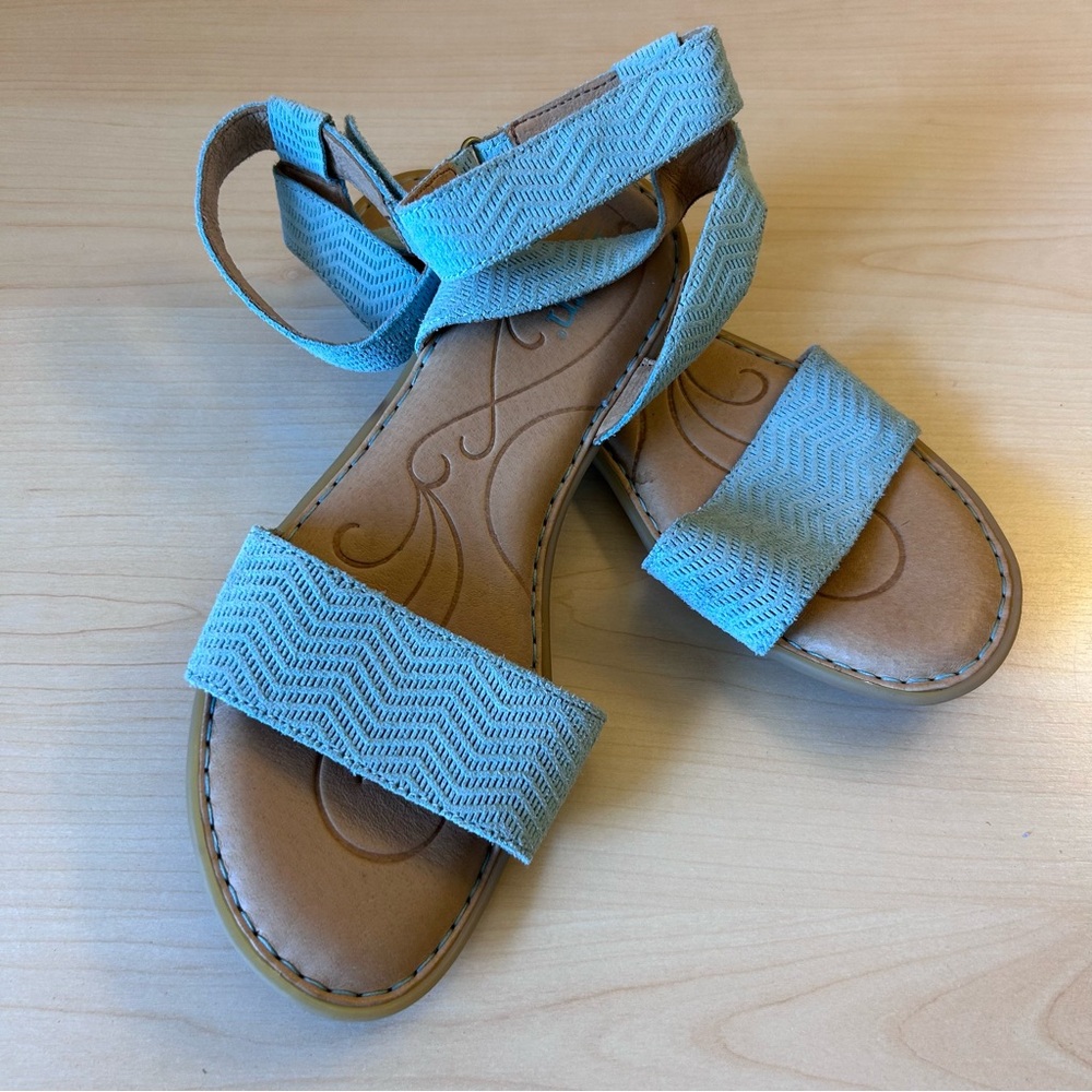 Born Blue Suede and Tan Sandals EUC 8M